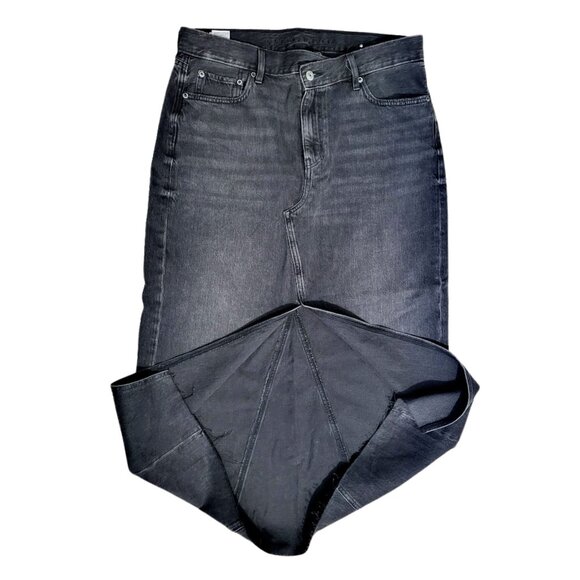 AMERICAN EAGLE Black Denim 90's High Rise Maxi Skirt - Women's 12 - Picture 4 of 8